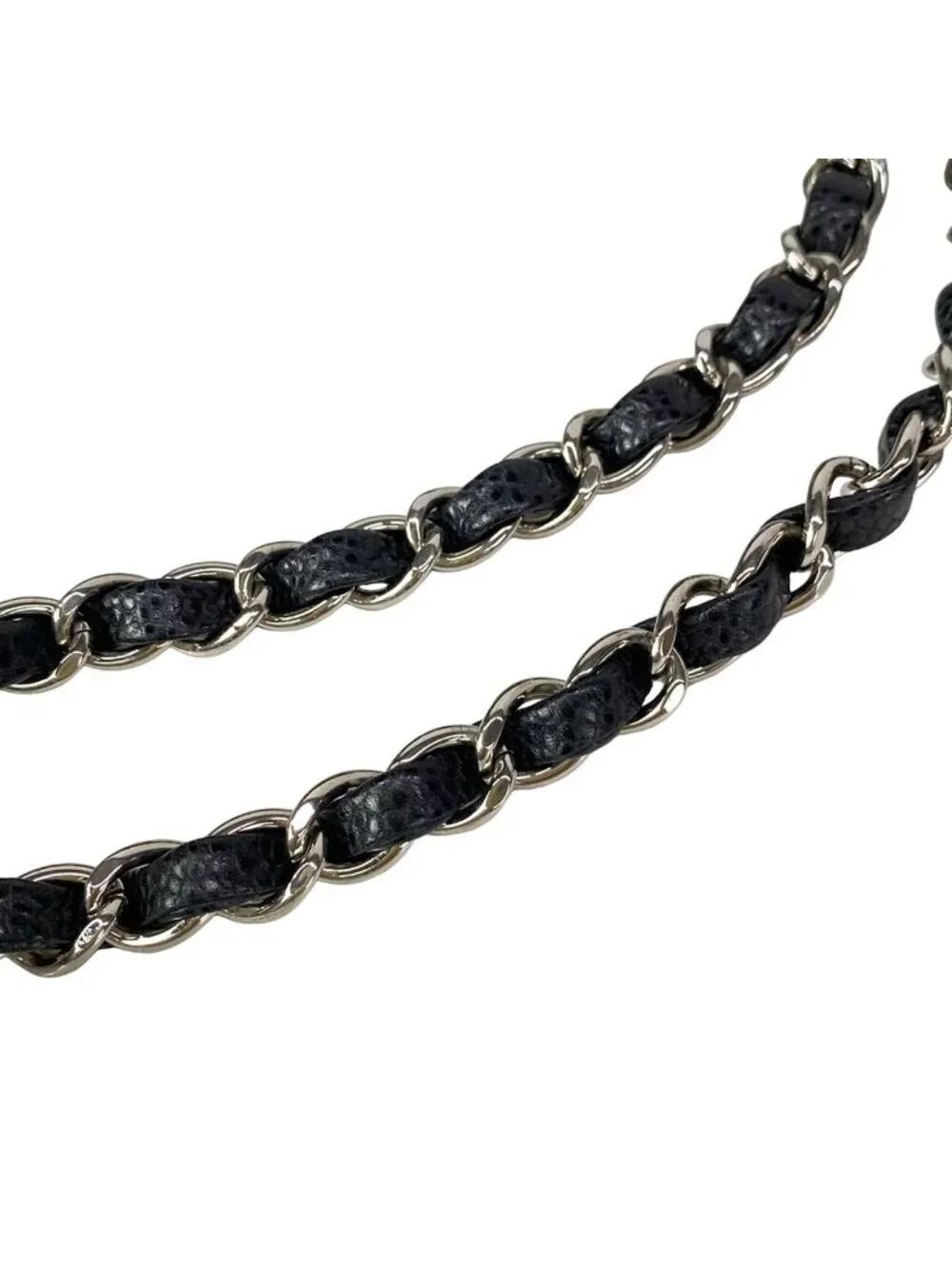 Chanel Shoulder Bag Double Flap Quilted Black Chain Silver
